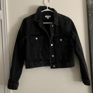 Topshop size 4 cropped black denim jacket